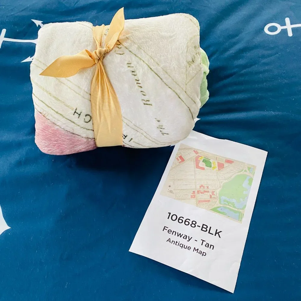 NEW without TAGS PLUSH Blanket with Vintage Map of Fenway Park